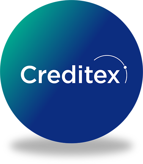 Creditex logo inside gradient circle