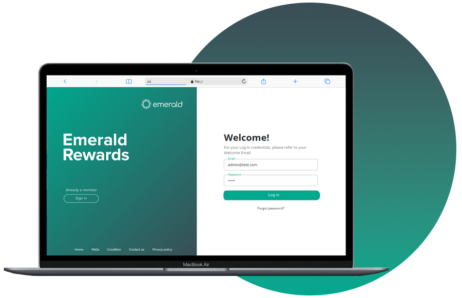 Emerald Rewards portal_login desktop