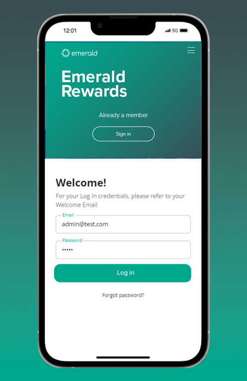Emerald Rewards portal_login mobile
