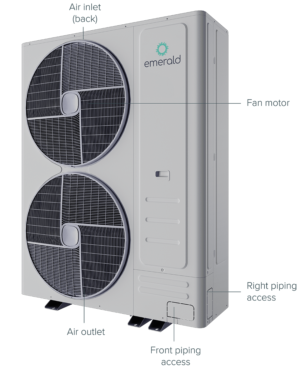 Emerald Air Con VRF System labelled parts outdoor unit